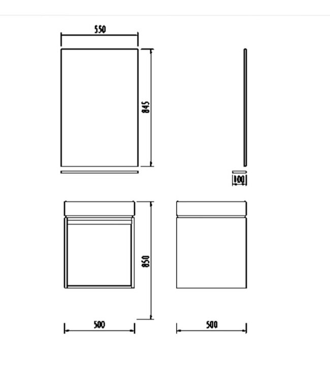 CREAVIT Badkamermeubel set Mass Bruin Zwart 50x85x50 cm incl. Onderkast, Spiegel + tablet en Hangkast Creavit