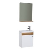 Fonteinkast Compleet Set Elma Eiken/Wit met onderkast spiegel en Keramisch Wastafel 44x54x25 cm Creavit