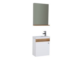 Fonteinkast Compleet Set Elma Eiken/Wit met onderkast spiegel en Keramisch Wastafel 44x54x25 cm Creavit
