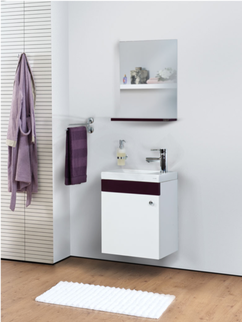 Fonteinkast Compleet Set Elma Eiken/Wit met onderkast spiegel en Keramisch Wastafel 44x54x25 cm Creavit