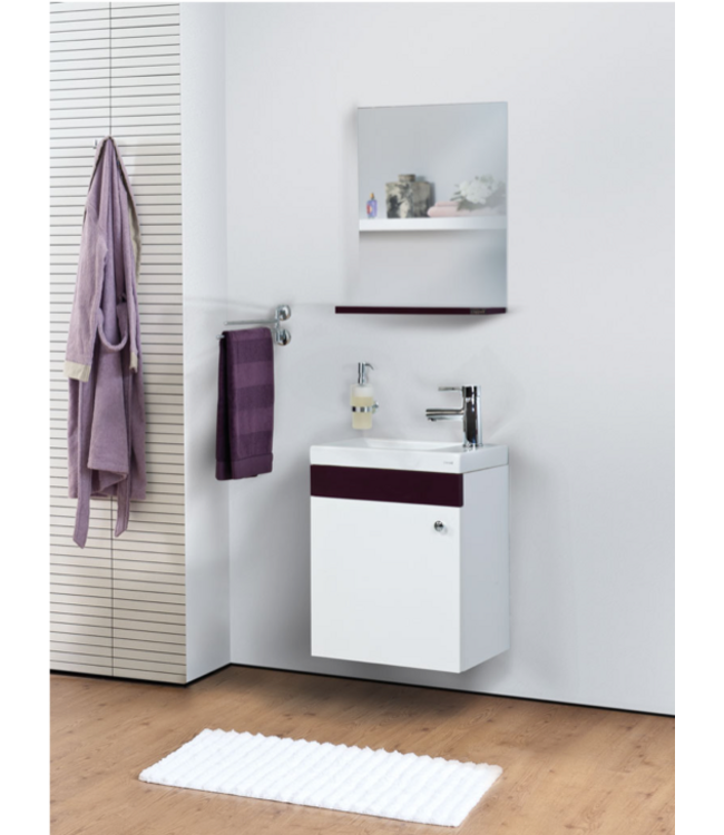 Fonteinkast Compleet Set Elma Eiken/Wit met onderkast spiegel en Keramisch Wastafel 44x54x25 cm Creavit