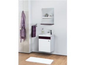 Fonteinkast Compleet Set Elma Zwart/Wit met onderkast spiegel en Keramisch Wastafel 44x54x25 cm Creavit