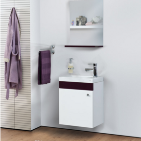 Fonteinkast Compleet Set Elma Zwart/Wit met onderkast spiegel en Keramisch Wastafel 44x54x25 cm Creavit