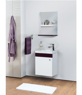 CREAVIT Fonteinkast Compleet Set Elma Zwart/Wit met onderkast spiegel en Keramisch Wastafel 44x54x25 cm Creavit