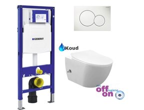 Geberit UP320 Compleet Hangtoilet Set met bidet geïntegreerd  bidetkraan Koud Creavit