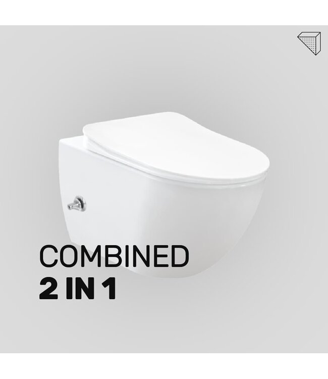 Geberit UP320 Compleet Hangtoilet Set met bidet geïntegreerd  bidetkraan Koud Creavit