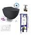 Compleet Geberit UP320 Set Hangtoilet Creavit Mat Antraciet met bidet Randloos