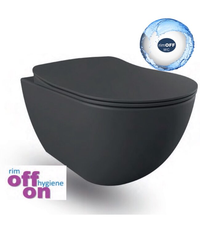 Compleet Geberit UP320 Set Hangtoilet Creavit Mat Antraciet met bidet Randloos