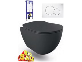 Hangtoilet Compleet Geberit UP320 Creavit Mat Antraciet 51x35.5x29cm