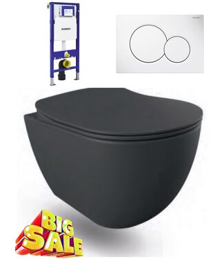 CREAVIT Hangtoilet Compleet Geberit UP320 Creavit Mat Antraciet 51x35.5x29cm