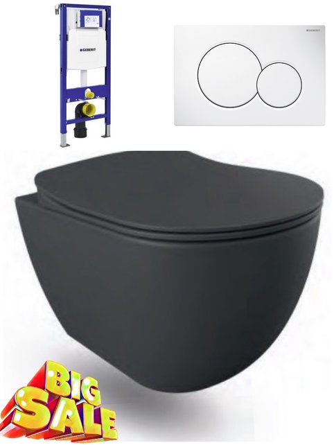 Hangtoilet Compleet Geberit UP320 Creavit Mat Antraciet 51x35.5x29cm
