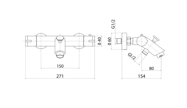 Creavit Aloni Badkraan Chroom Opbouw themostatisch Messing Creavit Aloni Badkraan Chroom Opbouw themostatisch Messing