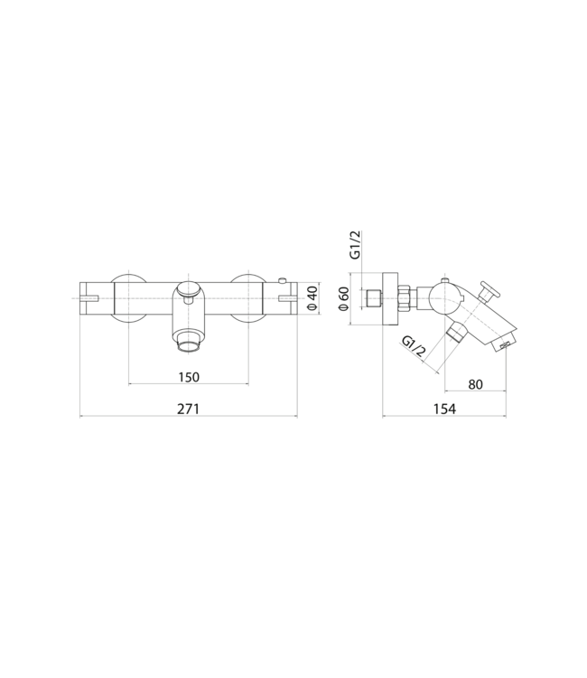 Creavit Aloni Badkraan Chroom Opbouw themostatisch Messing