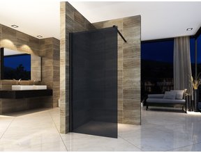 Inloopdouche Douchewand Rookglas 80x200cm 8mm veiligheidsglas Zwart mat Profiel