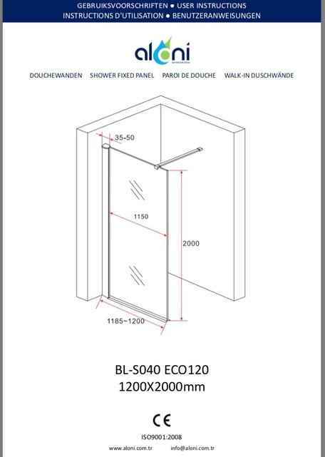 Inloopdouche Douchewand Rookglas 120x200cm 8mm veiligheidsglas Zwart mat Profiel Inloopdouche Douchewand Rookglas 120x200cm 8mm veiligheidsglas Zwart mat Profiel