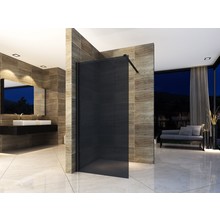 Douchewand Inloopdouche Rookglas 140x200cm 8mm veiligheidsglas Zwart mat Profiel