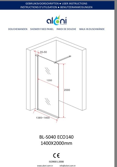 Douchewand Inloopdouche Rookglas 140x200cm 8mm veiligheidsglas Zwart mat Profiel