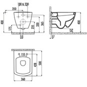 Creavit TP326 Hangtoilet met bidet Design glans Wit incl. Toiletbril