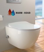 Randloos Hangtoilet Wit met bidet geïntegreerd bidetkraan Warm-Koud