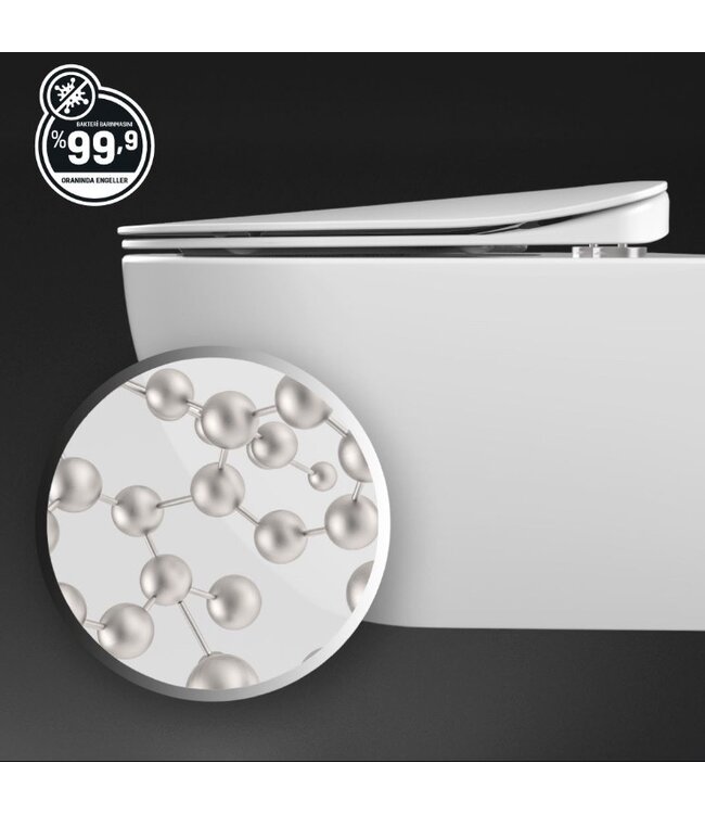 Randloos Hangtoilet Wit met bidet geïntegreerd bidetkraan Warm-Koud