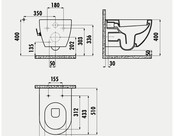 Randloos Hangtoilet Wit met bidet geïntegreerd bidetkraan Warm-Koud
