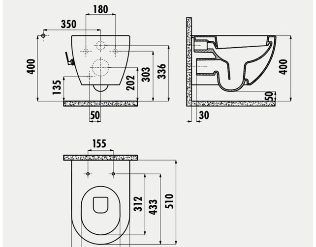 Randloos Hangtoilet Wit met bidet geïntegreerd bidetkraan Warm-Koud
