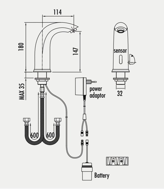 Sensorkraan Wellness Creavit ES2210 Warm - Koud Wastafelkraan met sensor