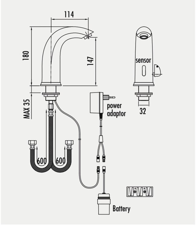 Sensorkraan Wellness Creavit ES2210 Warm - Koud Wastafelkraan met sensor
