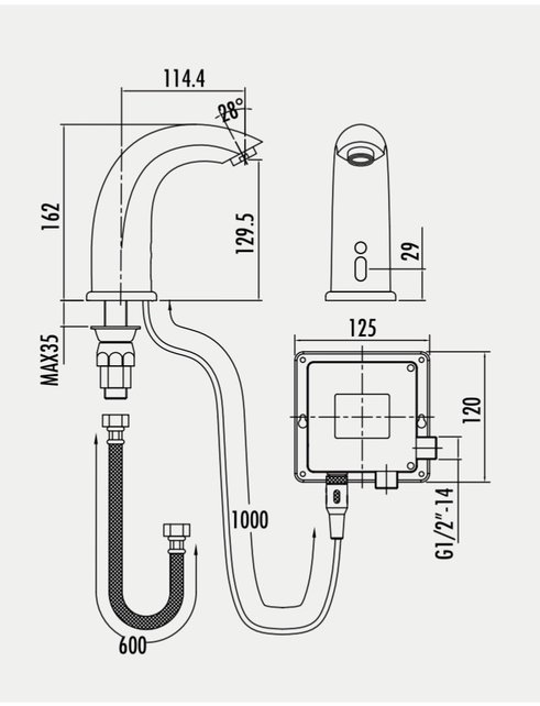 Wellness sensorkraan Koud Chroom Infrarood wastafelkraan