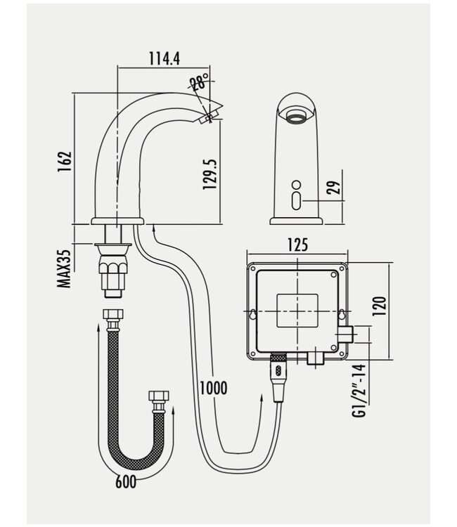 CREAVIT Wellness sensorkraan Koud Chroom Infrarood wastafelkraan