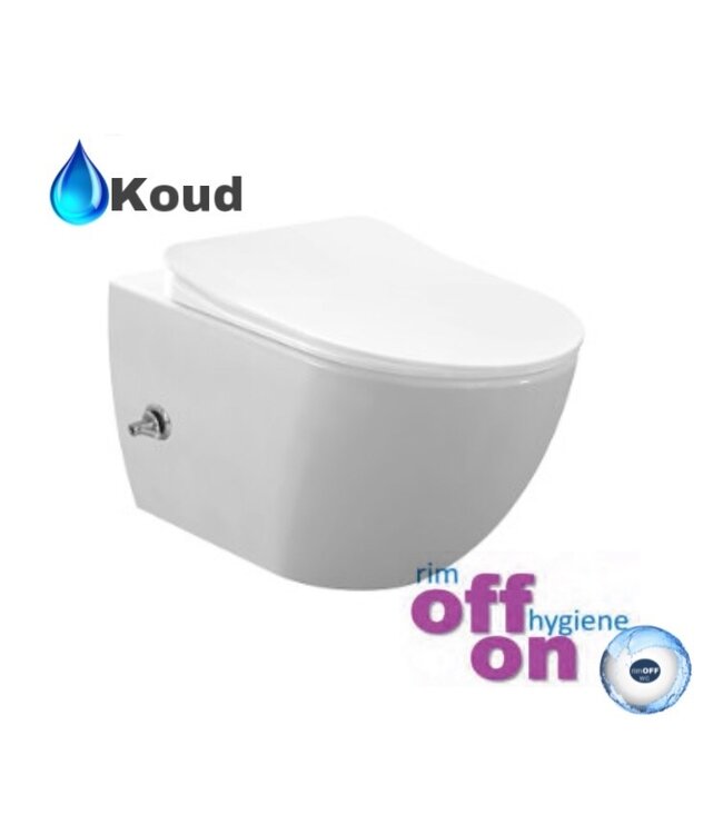 CREAVIT Hangtoilet met Bidet Randloos met geïntegreerd Koud kraan incl. softclose toiletbril