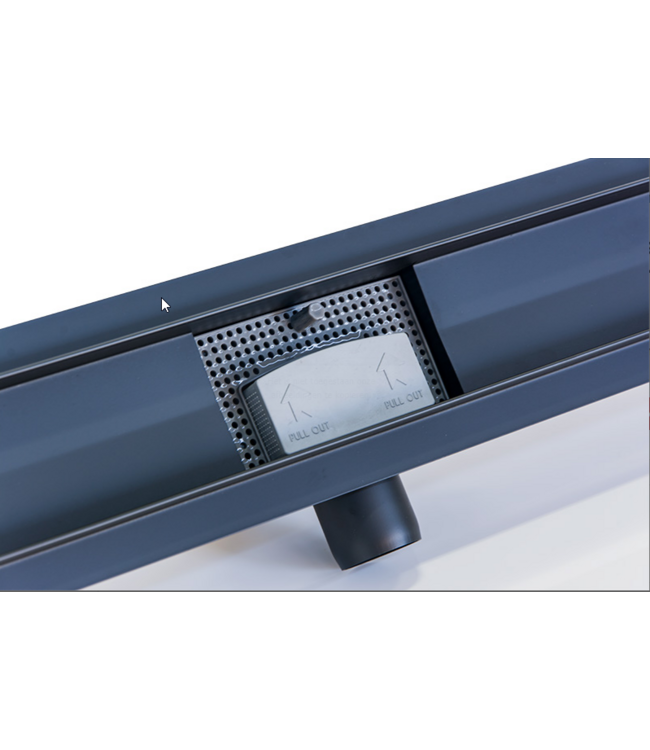 Douchedrain zwart mat RVS douchegoot Noir 70cm met uitneembaar sifon verstelbare draaipoten