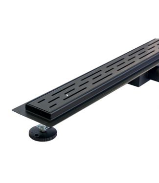 ALONI Douchedrain zwart mat RVS douchegoot Noir 90cm met uitneembaar sifon verstelbare draaipoten