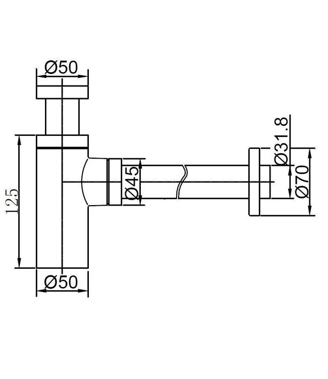 Design sifon Donna Mat Zwart Fonteinsifon Rond Rvs 5/4" X 32 mm