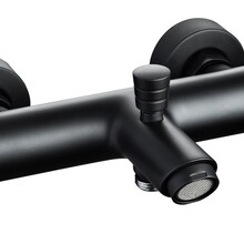 Badkraan Mat Zwart Thermostatisch Rond 15HOH Inclusief s-koppelingen