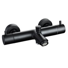 Badkraan Mat Zwart Thermostatisch Rond 15HOH Inclusief s-koppelingen