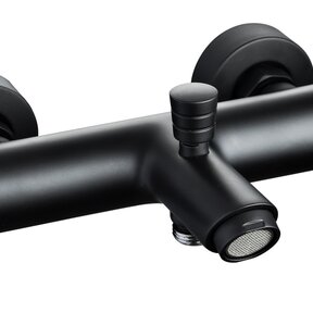 Badkraan Mat Zwart Thermostatisch Rond 15HOH Inclusief s-koppelingen