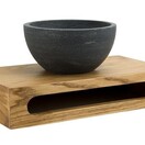 Mini Toilet Fonteinset Parro 40x22x8cm Planchet massief hout met Handdoekhouder met Waskom natuursteen