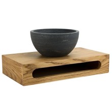 Mini Toilet Fonteinset Parro 40x22x8cm Planchet massief hout met Handdoekhouder met Waskom natuursteen