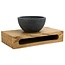 SaniPRO Mini Toilet Fonteinset Parro 40x22x8cm Planchet massief hout met Handdoekhouder met Waskom natuursteen