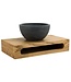 Mini Toilet Fonteinset Parro 40x22x8cm Planchet massief hout met Handdoekhouder met Waskom natuursteen