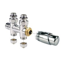 Thermostatische onderblok H-Blok 2-pijps Radiatorkraan Recht Chroom 1/2Mx16/2 M30