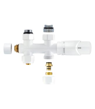 BELRAD Thermostatische Radiatorkraan Recht Wit 1/2Mx16/2 M30 H-Blok 2-pijps