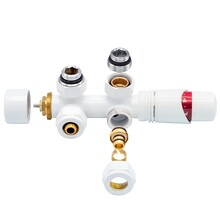 Thermostatische H-Blok 2-pipjs Radiatorkraan Haaks Wit 1/2Mx16/2 M30