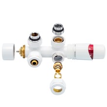 Thermostatische H-Blok 2-pipjs Radiatorkraan Haaks Wit 1/2Mx16/2 M30