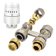 Belrad H-Blok Rechts Compleet met Thermostatische Kop Wit 1/2Mx16/2 M30