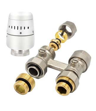 BELRAD Belrad H-Blok Rechts Compleet met Thermostatische Kop Wit 1/2Mx16/2 M30