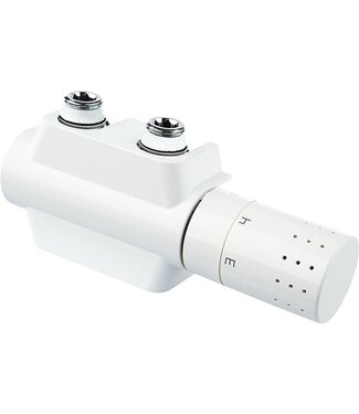 BELRAD Flexo Design Radiatorkraan blok Wit  incl. Klemkop 4 in 1Â van Simplex 1/2Mx3/4M