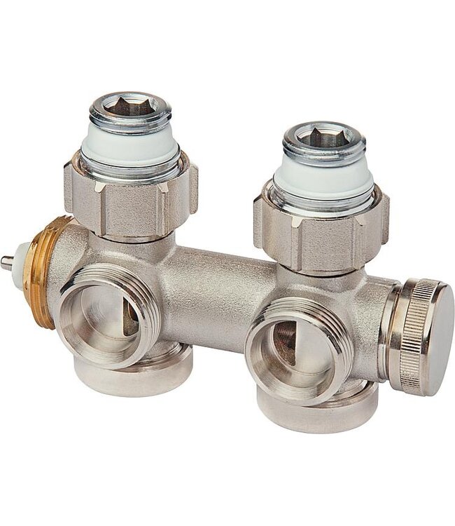 Flexo Design Radiatorkraan blok Wit  incl. Klemkop 4 in 1 van Simplex 1/2Mx3/4M