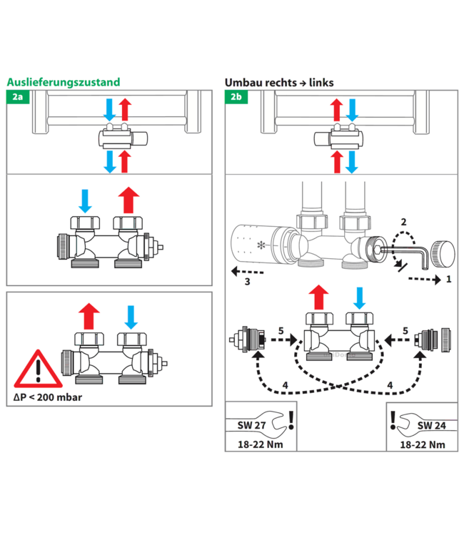 Flexo Design Radiatorkraan blok Wit  incl. Klemkop 4 in 1 van Simplex 1/2Mx3/4M